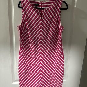Talbots Pink & White Sleeveless Dress. Size LP.